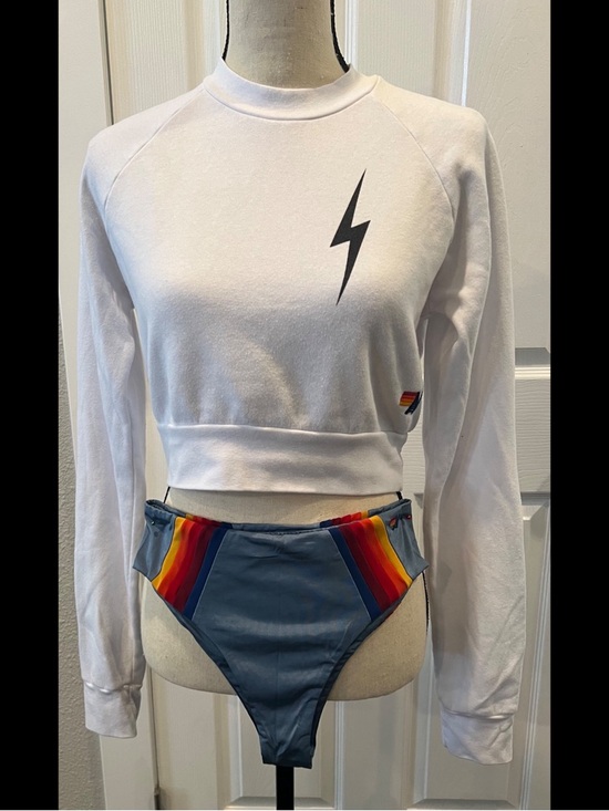 Aviator Nation Tops - #1726 Aviator Nation Bolt Cropped Sweatshirt White XS